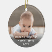 Modern Minimalist White Typography Overlay 2 Photo セラミックオーナメント (左)