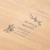 Modern Minimalist White Wildflower Wedding アクリル招待状 (レイダウン)