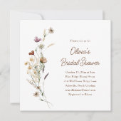 Modern Minimalist Wildflower Boho Bridal Shower 招待状 (正面)