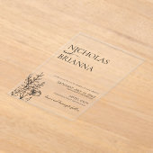 Modern Minimalist Wildflower Simple Wedding アクリル招待状 (レイダウン)