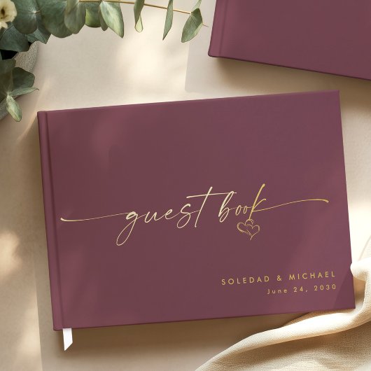 Modern Minimalist Wine Script Wedding ゲストブック