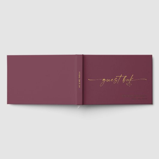 Modern Minimalist Wine Script Wedding ゲストブック (全面)