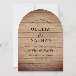 Modern Minimalist Wooden Texture Wedding 招待状