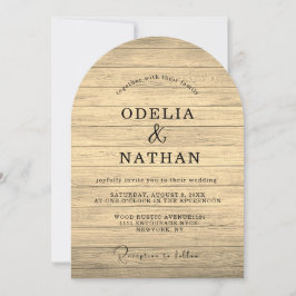 Modern Minimalist Wooden Texture Wedding 招待状