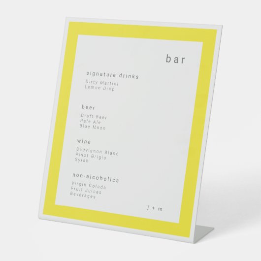 Modern Minimalist yellow drinks Bar Pedestal Sign 台座サイン (正面)