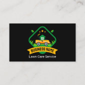 Modern Minimalist Yellow Green Lawn Mowing Logo 名刺 (正面)