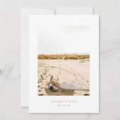 Modern Minimalistic 2-Photo Beige Wedding サンキューカード (正面)