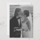 Modern Minimalistic 2-Photo Script Wedding サンキューカード (正面)