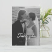 Modern Minimalistic 2-Photo Script Wedding サンキューカード (スタンド正面)