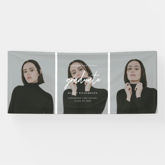 Modern Minimalistic 3-Photo Graduation Congrats 横断幕 (横)