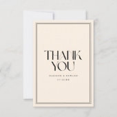 Modern Minimalistic Beige Bold Typography Wedding サンキューカード (正面)