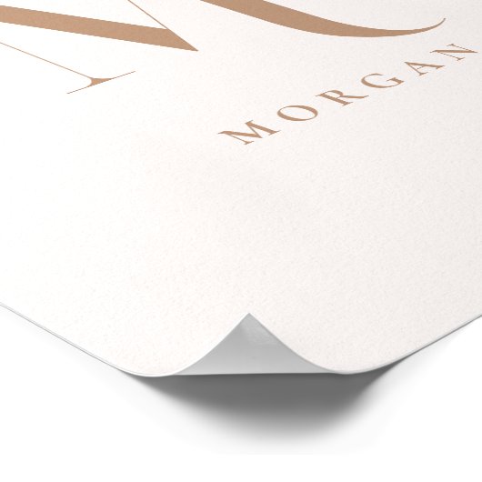 Modern Minimalistic Beige Custom Monogram Initial ポスター (角)