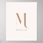 Modern Minimalistic Beige Custom Monogram Initial ポスター (正面)