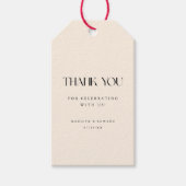 Modern Minimalistic Beige Wedding Thank You ギフトタグ (正面)