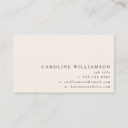 Modern Minimalistic Cream Brown Professional Logo 名刺 (裏面)