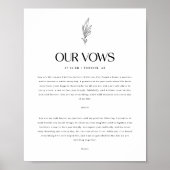 Modern Minimalistic Floral Custom Wedding Vows ポスター (正面)
