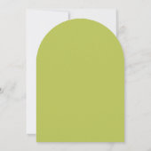 Modern Minimalistic Lime Green Arch Wedding 招待状 (裏面)