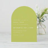 Modern Minimalistic Lime Green Arch Wedding 招待状 (スタンド正面)