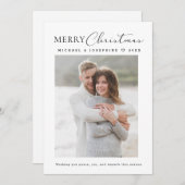 Modern Minimalistic Merry Christmas couple photo シーズンカード (正面/裏面)