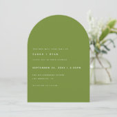Modern Minimalistic Olive Green Arch Wedding 招待状 (スタンド正面)