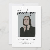 Modern Minimalistic Script 2-Photo Graduation サンキューカード (正面)