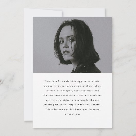 Modern Minimalistic Script 2-Photo Graduation サンキューカード (裏面)