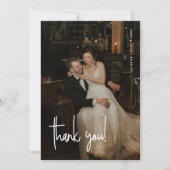 Modern Minimalistic Script Full Photo Wedding サンキューカード (正面)