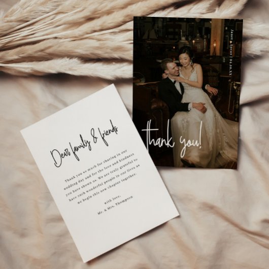 Modern Minimalistic Script Full Photo Wedding サンキューカード