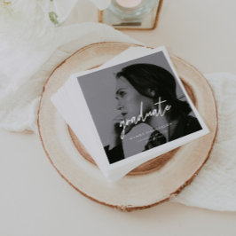 Modern Minimalistic Script Photo Graduation Party スタンダードカクテルナプキン