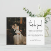 Modern Minimalistic Script Wedding Photo サンキューカード (スタンド正面)