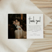 Modern Minimalistic Script Wedding Photo サンキューカード