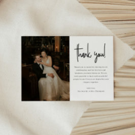 Modern Minimalistic Script Wedding Photo サンキューカード