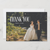 Modern Minimalistic Typography 2-Photo Wedding サンキューカード (正面)