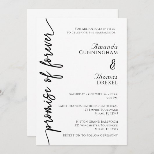 Modern Minimalistic Wedding Invitation 招待状 (正面/裏面)