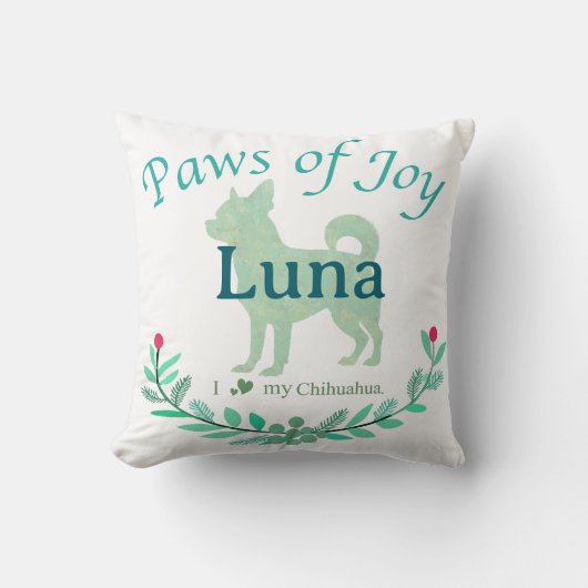 Modern Mint Chihuahua | Personalized Christmas クッション (正面)