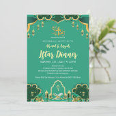 Modern Mint Green and Gold Festive Ramadan Iftar 招待状 (スタンド正面)