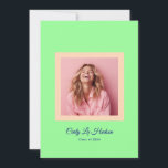 Modern Mint Green Peach High School Photo Grad 案内状<br><div class="desc">Part of Grad Collection - Add your custom matching envelope, stickers, and more Announce your graduate’s achievement with simple Pastel Minimal High School Photo Grad Frame on this graduation announcement card. Featuring a modern photo layout and clean typography, this design is perfect for high school graduates celebrating the Class of...</div>