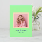 Modern Mint Green Peach High School Photo Grad 案内状 (スタンド正面)