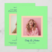 Modern Mint Green Peach High School Photo Grad 案内状 (正面/裏面)