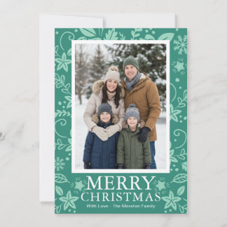 Modern Mint Green Photo Christmas Holiday Card シーズンカード