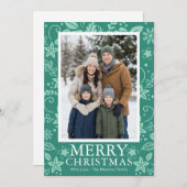 Modern Mint Green Photo Christmas Holiday Card シーズンカード (正面/裏面)