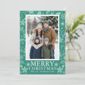 Modern Mint Green Photo Christmas Holiday Card シーズンカード (スタンド正面)