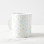 Modern Mint & Grey Paw Print  コーヒーマグカップ (正面左)
