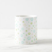 Modern Mint & Grey Paw Print  コーヒーマグカップ (中央)
