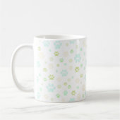Modern Mint & Grey Paw Print  コーヒーマグカップ (左)