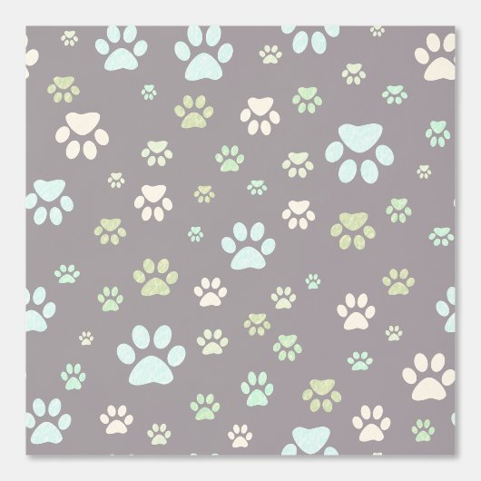 Modern Mint & Grey Paw Print Nursery  壁紙 (正面)