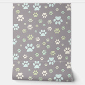 Modern Mint & Grey Paw Print Nursery 壁紙 (ほどく)