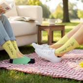 Modern Mint & Peach Pastel Color Block Custom Name ソックス