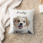 Modern Mixed Breed Dog Illustration | Add Name  クッション (ブランケット)
