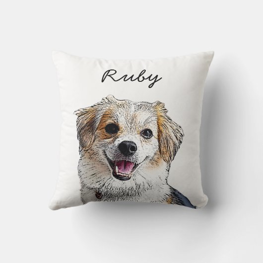 Modern Mixed Breed Dog Illustration | Add Name  クッション (裏面)